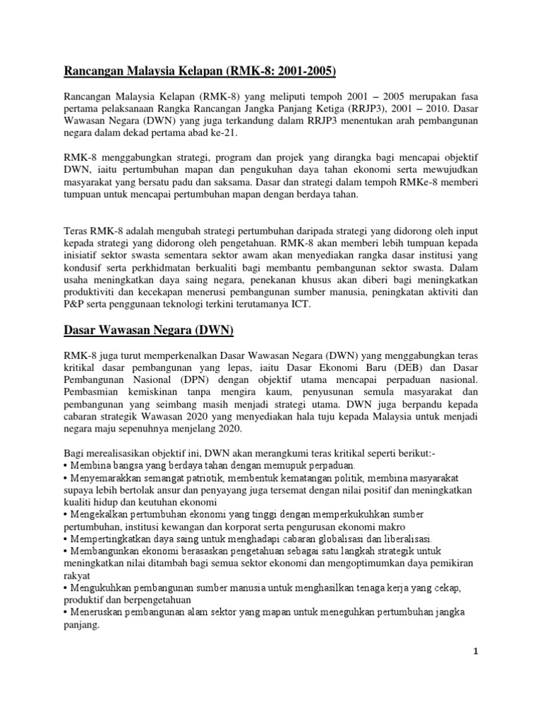 Rancangan Malaysia Kelapan Pdf