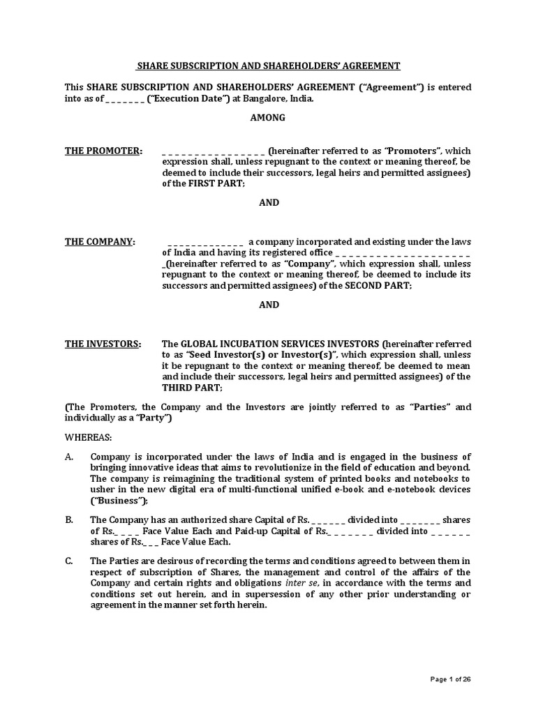 Share Holder Agreement PDF