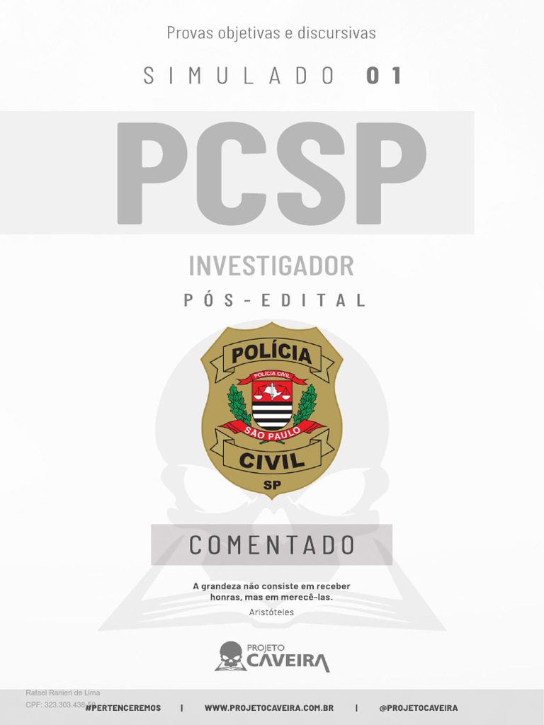 1º Simulado Completo - Investigador PCSP Gabarito | PDF