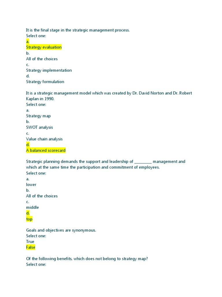 Final Stage of Strategic Management | PDF | Strategic Management ...