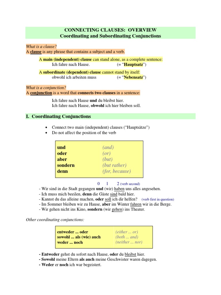 German Conjunctions PDF