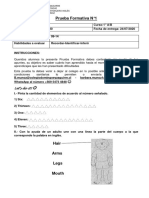 Prueba Formativa Inglés 1° Básico