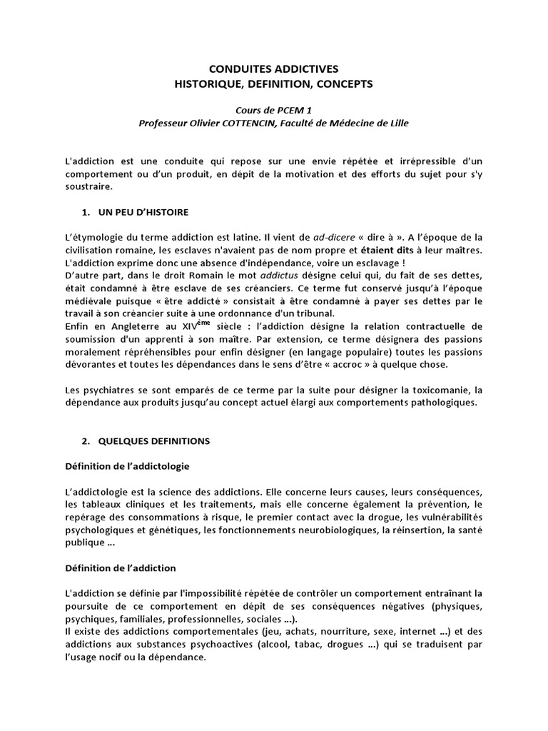 Définitions des conduites addictives | PDF | Médicaments | Dopamine