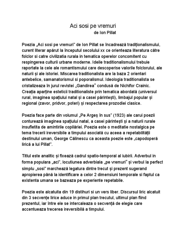 Aci Sosi Pe Vremuri Poezie Aci Sosi Pe Vremuri | PDF