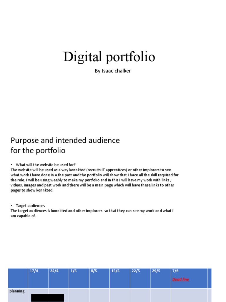 Digital Portfolio The Powerpoint Plan | PDF