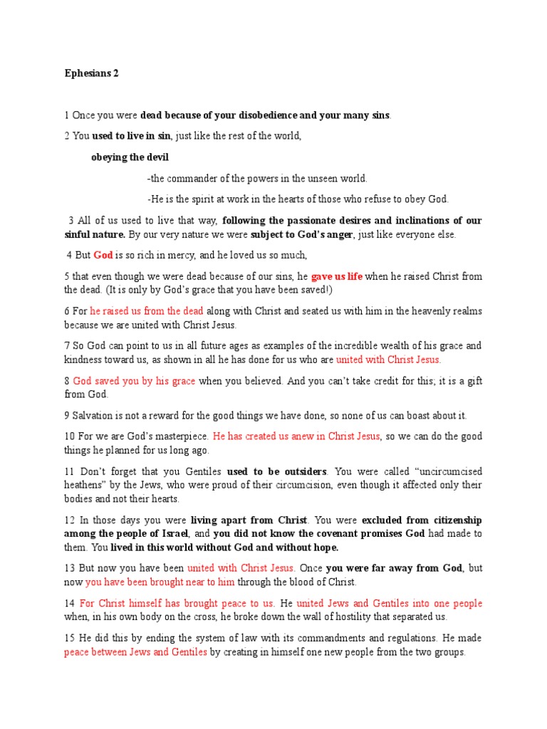 Ephesians 2 PDF Jesus Grace In Christianity