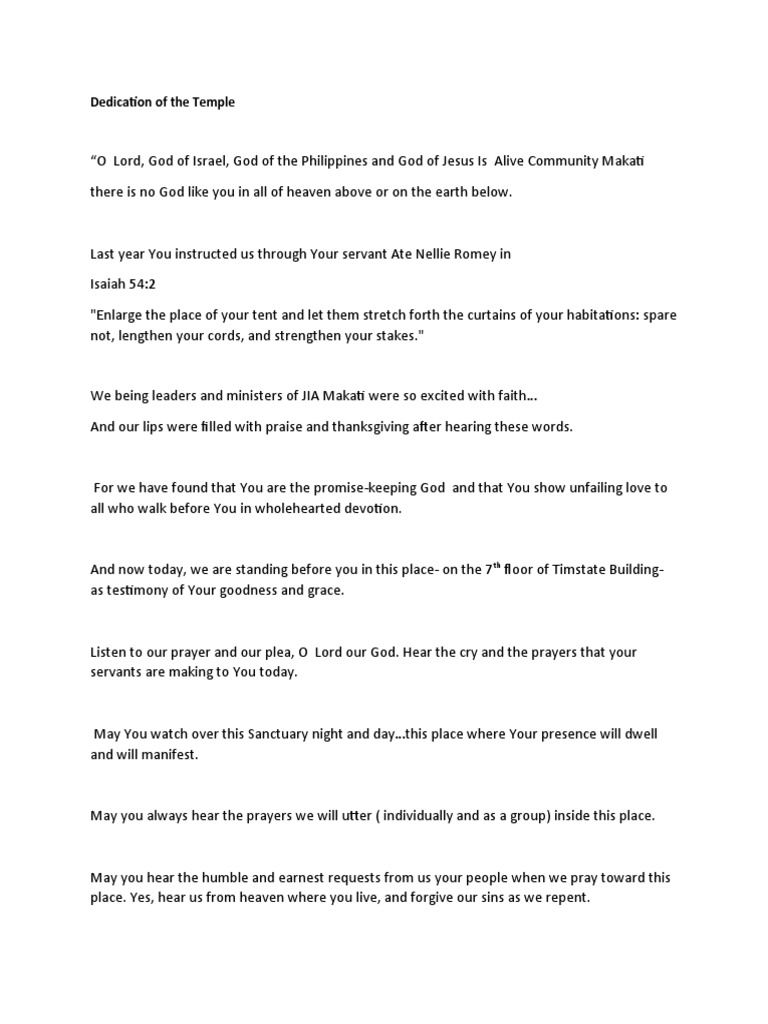 Dedication of The Temple PDF Prayer Jesus