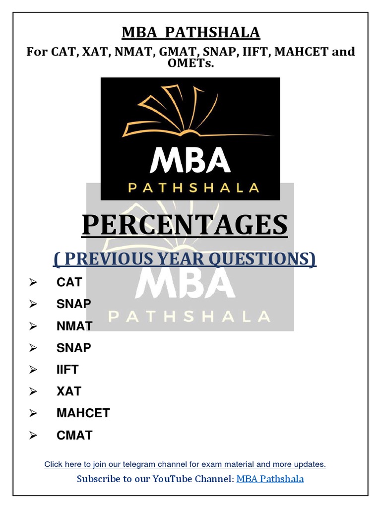 CAT Previous Year Percentage Questions | PDF