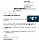 2023 Important Notice - Madaraka Day Holiday Notice