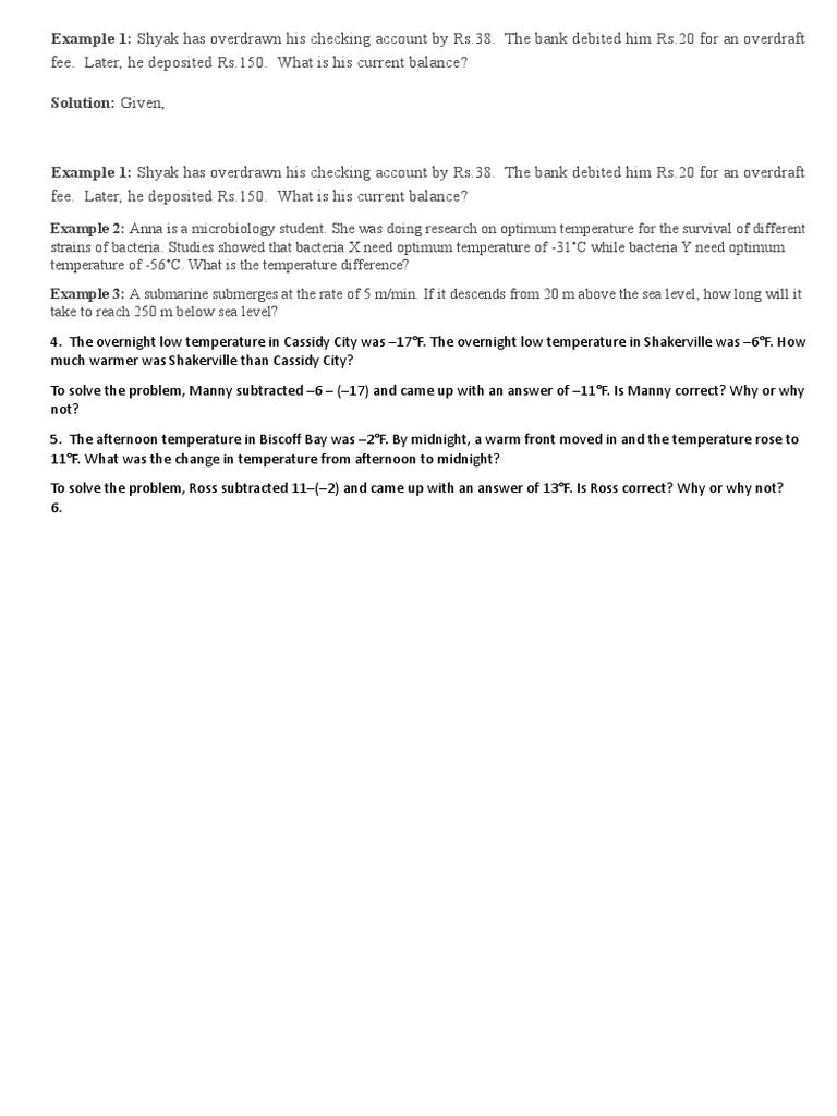 Temperature Comparison Word Problems | PDF