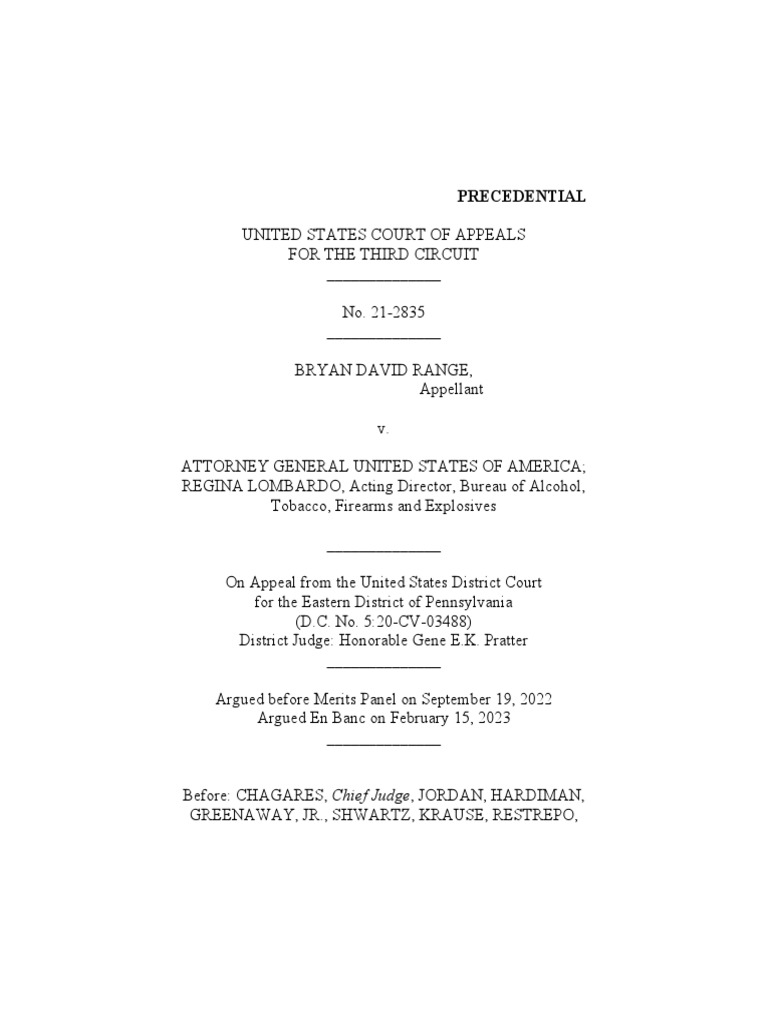 Range v. Garland Third Circuit Restores Gun Rights Following Non
