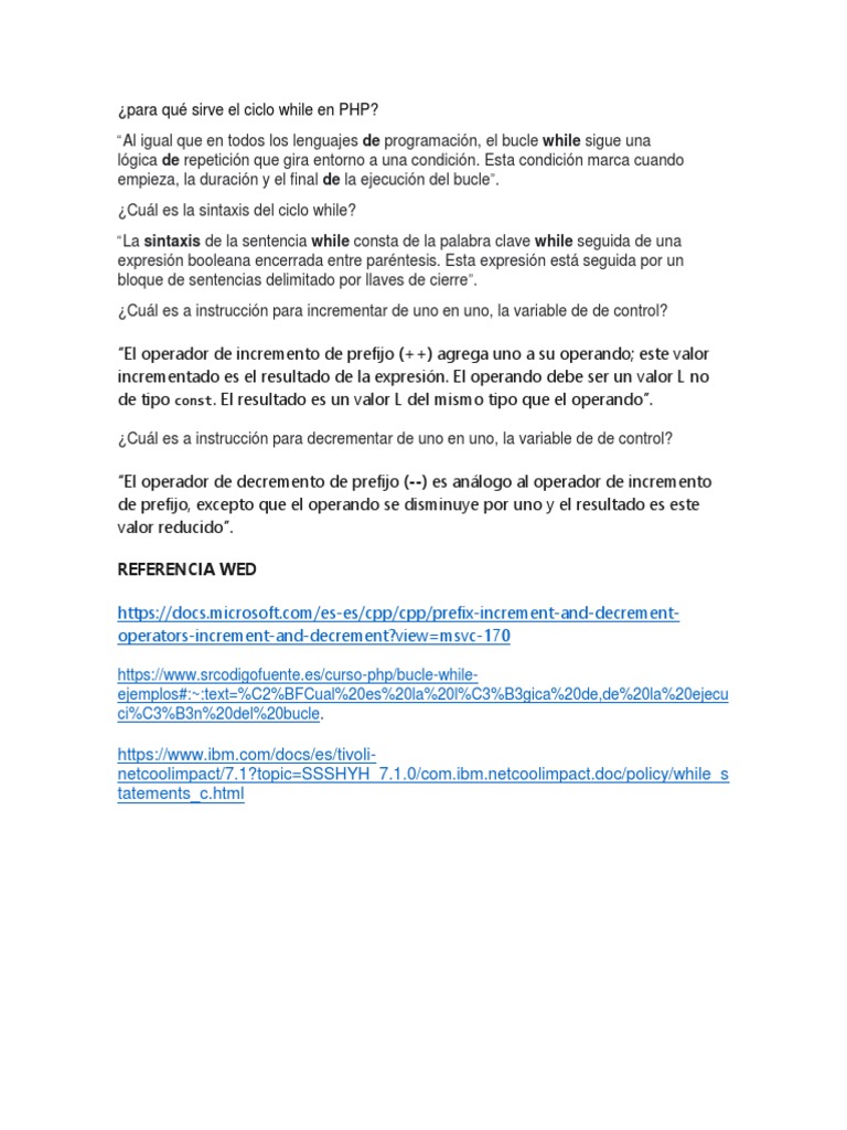 Uso del ciclo while en PHP | PDF | Informática | Tecnología