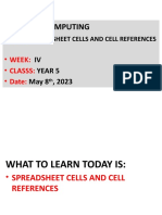 Week Iv - Spreadsheet Cells and Cell References - Yr 5