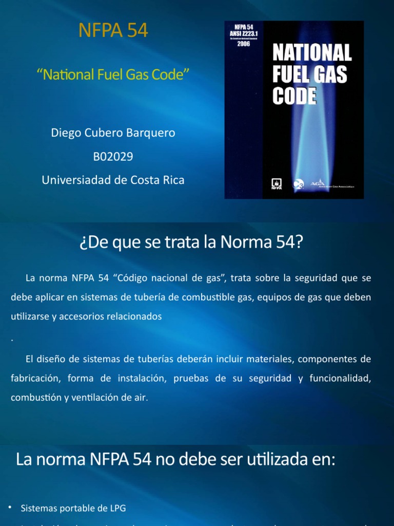 Norma NFPA 54: Código Nacional de Gas | PDF | Tubería (transporte de ...