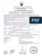 Certificado de Homologacion Modelo