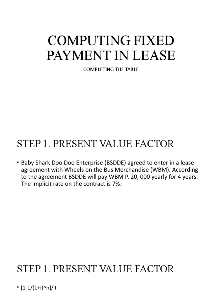 Computing Fixed Payment in Lease (1) PDF