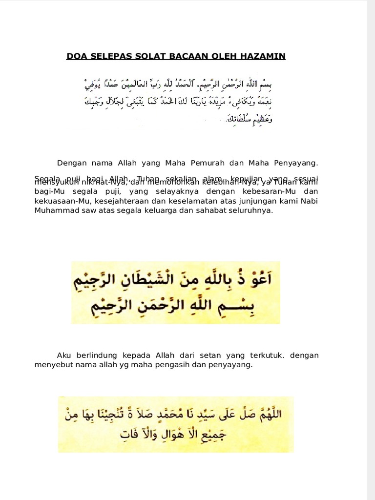 Dokumen - Tips Doa Selepas Solat Oleh Hazamin Beserta Maksud | PDF