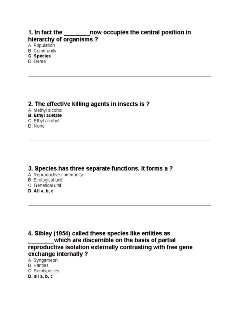 Taxonomy Mcqs Pdf Taxonomy Biology Species