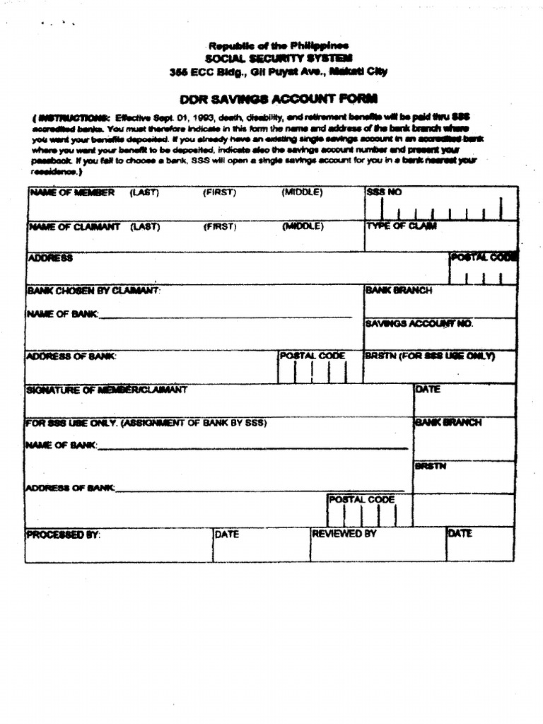 DDR Savings Account Form | PDF
