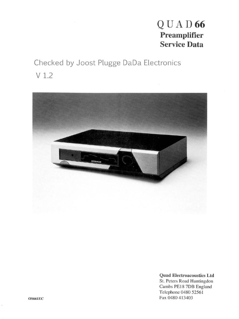 英国 QUAD名作プリアンプ 66プリアンプ補修用リモコン取説コピー付 動作良好 Quad 66 Preamp Service Manual V1.2 | PDF