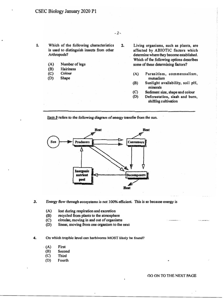 Csec biology january 2020 p1 pdf