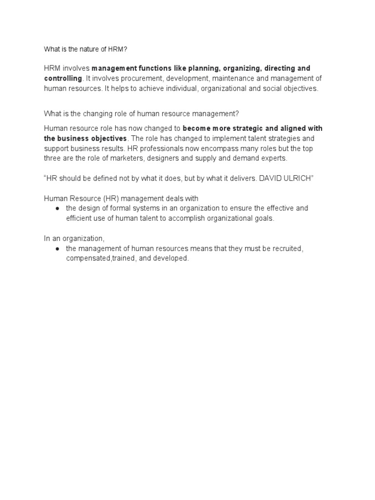 What Is The Nature of HRM | PDF