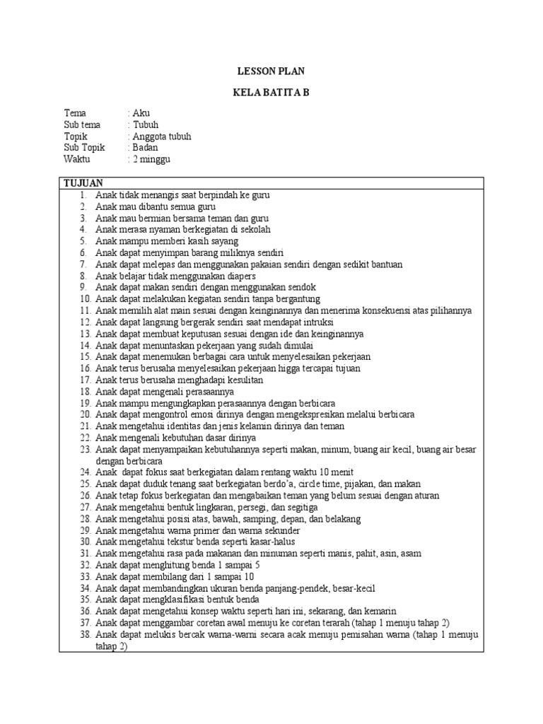 LESSON PLAN TEMA, Badan | PDF