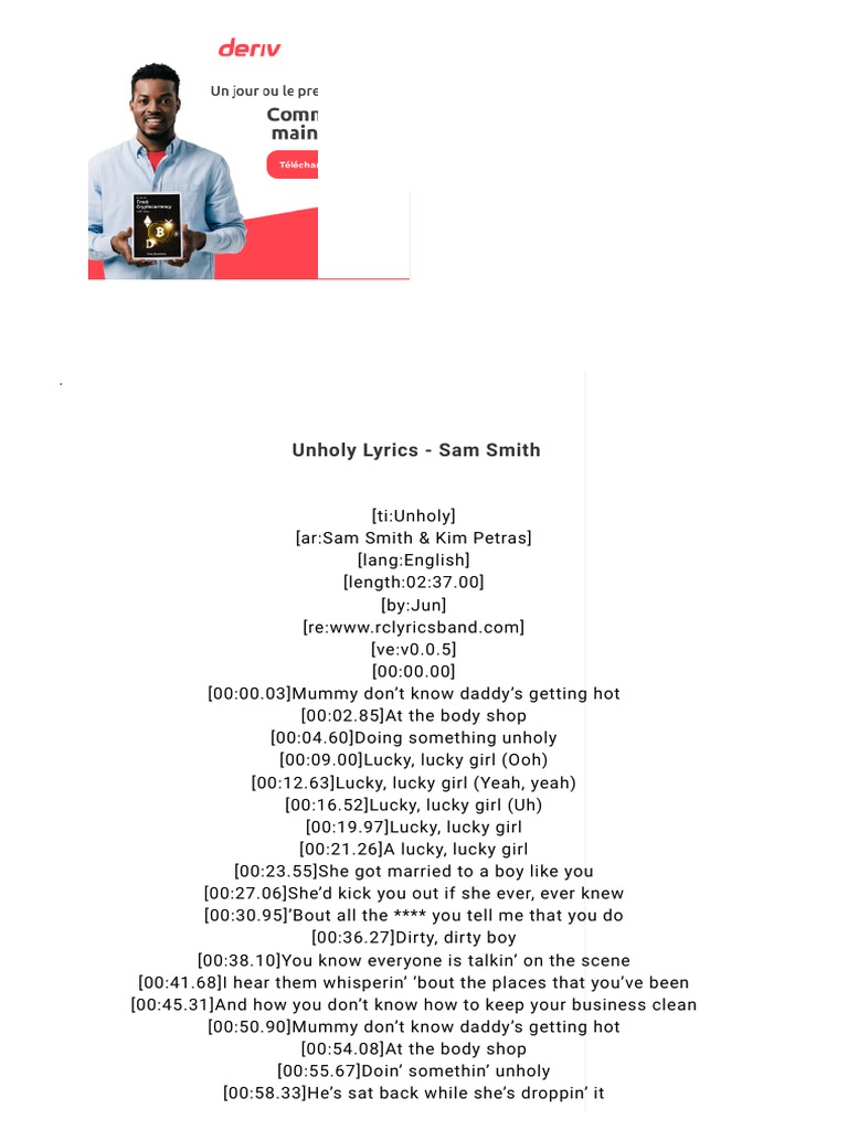 Unholy Lyrics Download - Sam Smith PDF, LRC File | PDF