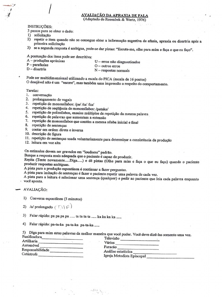 Protocolo Apraxia de Fala | PDF