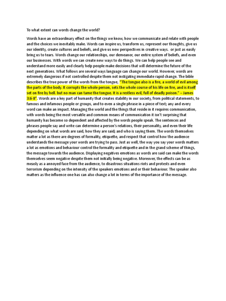 To What Extent Can Words Change The World PDF Emotions Behavior