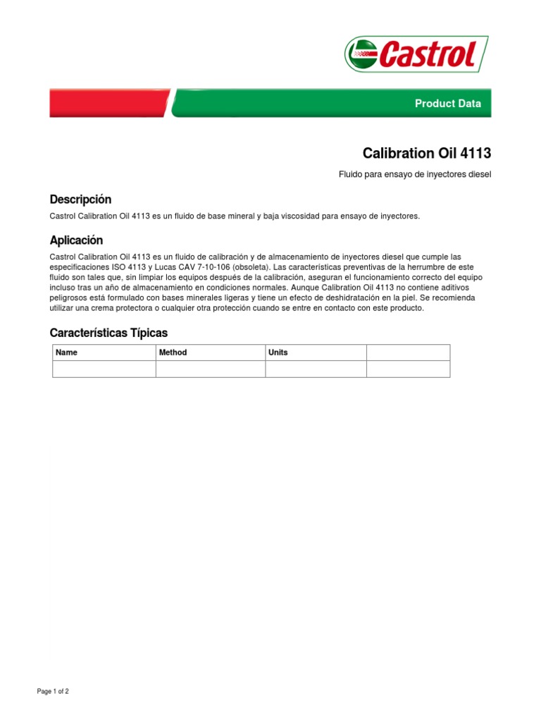Calibration Oil 4113PdsEsp PDF Química