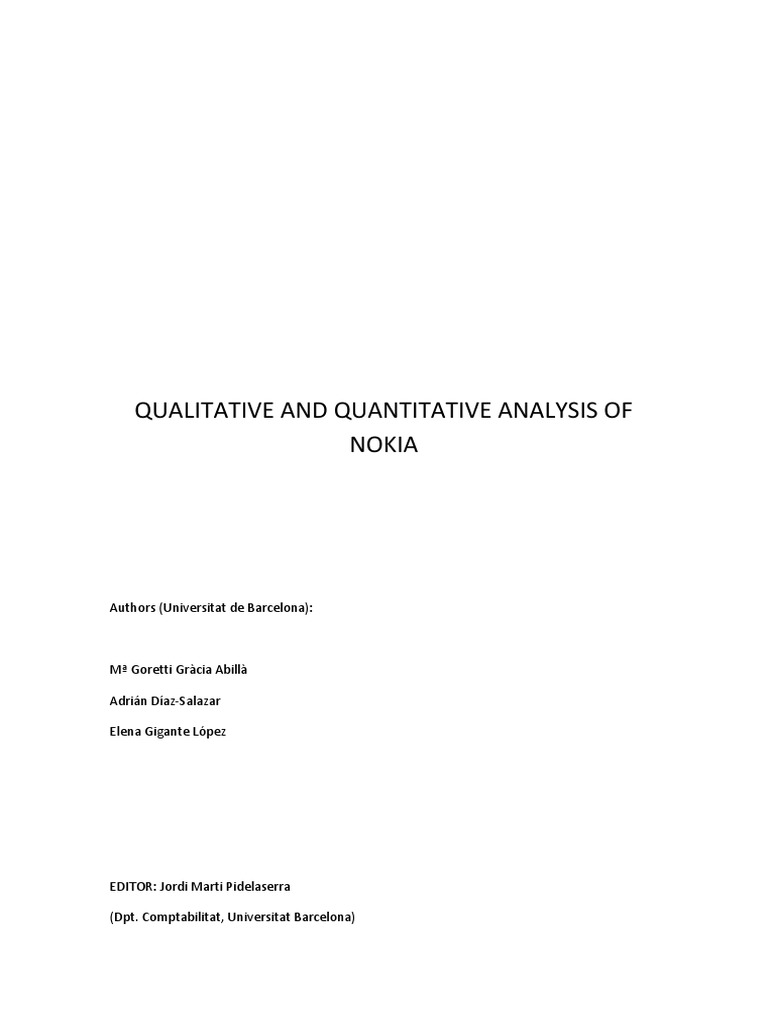 Qualitative and Quantitative Analysis of Nokia | PDF