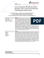 Pengaruh Variasi Kecepatan Hembusan Udara Terhadap Temperatur, Daya Output Dan Efisiensi Pada Pendinginan Panel Surya