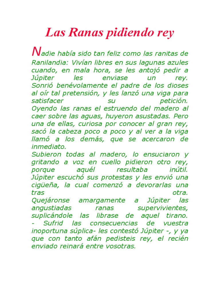 Las Ranas Pidiendo Rey (2) | PDF