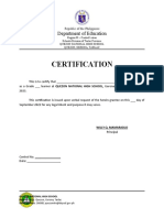 Certification of Enrollment Gr. 7