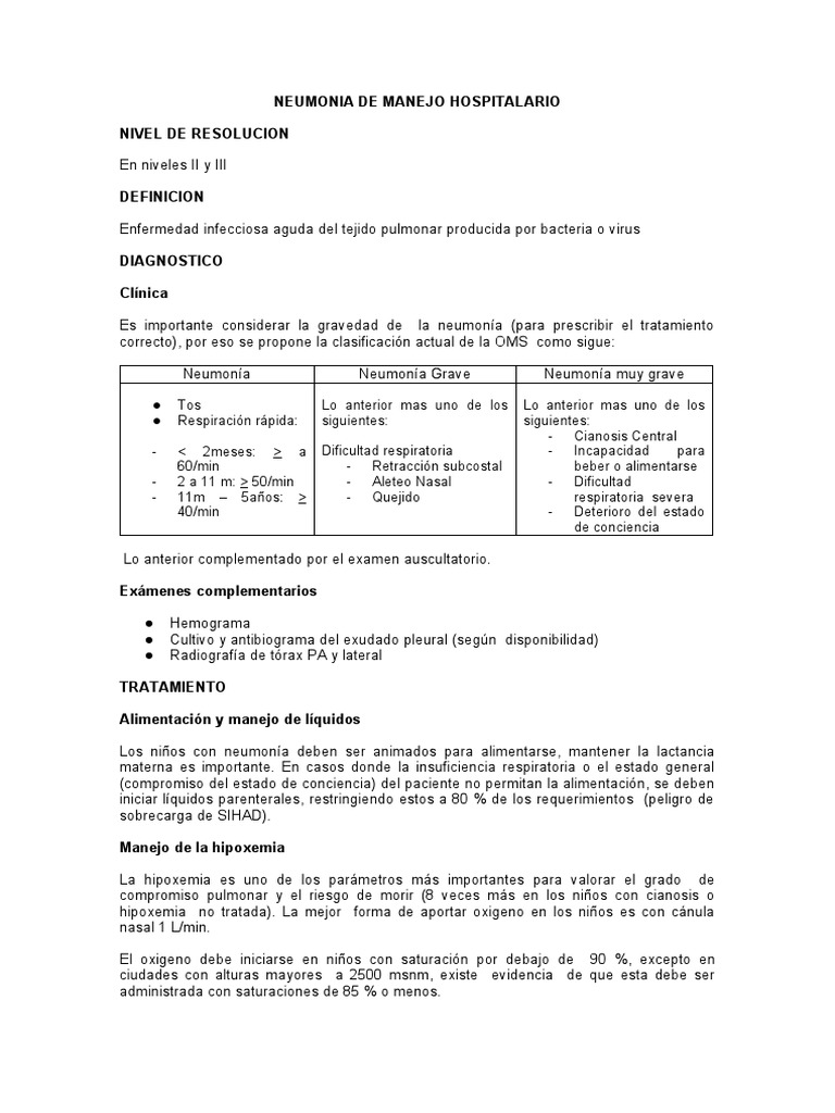 Neumonia Oms Pdf Neumonía Especialidades Medicas