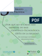 BRIEF ¿Por Qué No Se Crean Más Empresas de Base Científico-Tecnológica (EBTs) en La Región