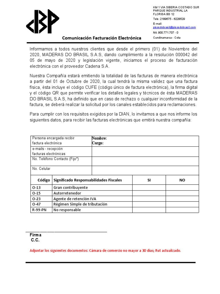 Facturación Electrónica Maderas do Brasil | PDF