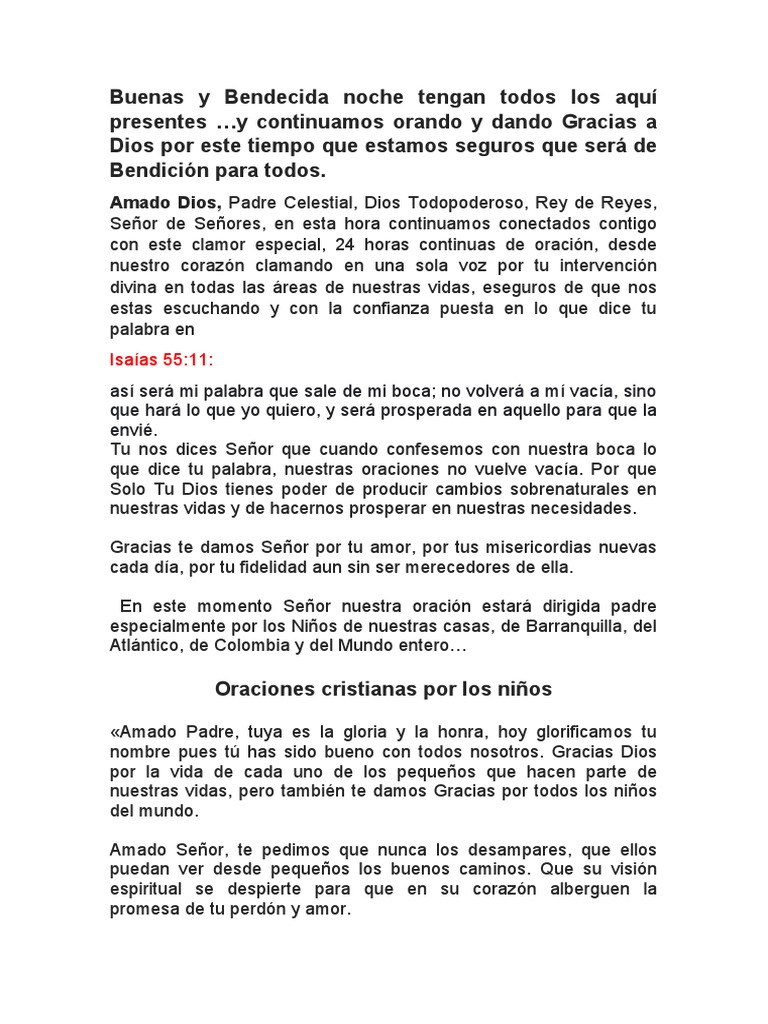 Oracion Por Los Niños Pdf Oración Amor