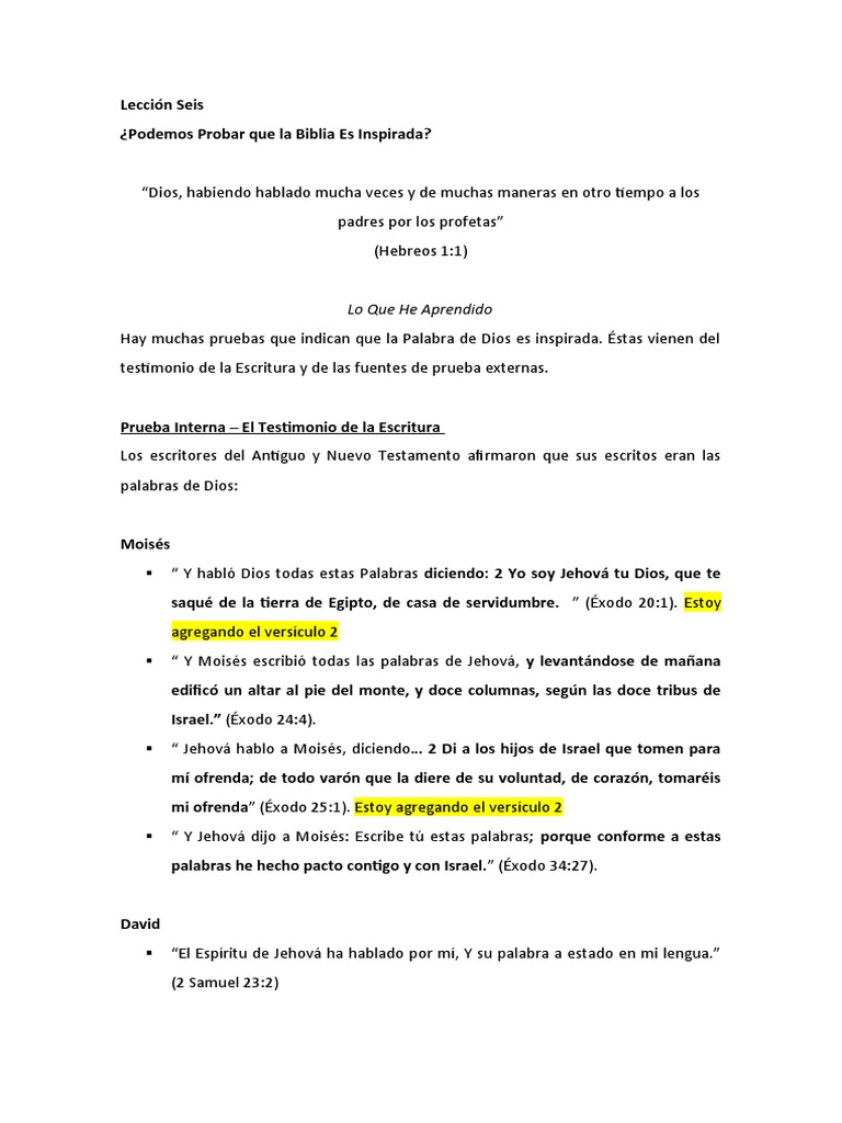 Como Probar Por La Biblia Fue Inpirada Por Dios PDF Biblia Jesús