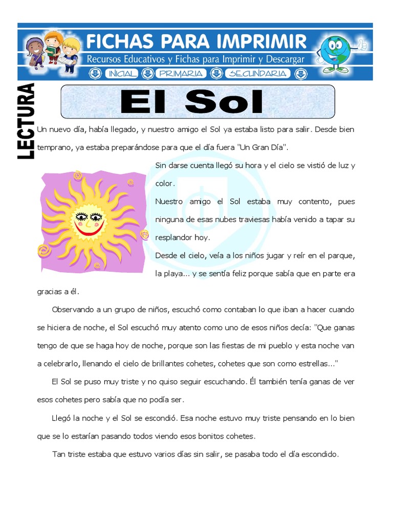 Ficha de El Sol para Primaria | PDF | Dom