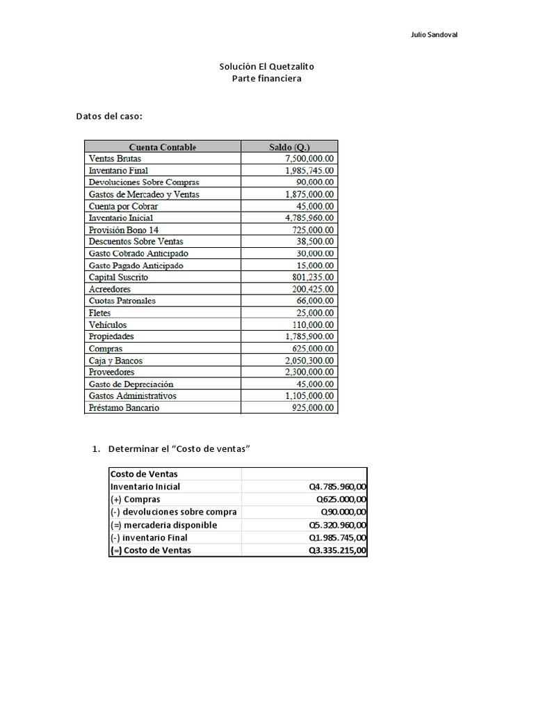 Solución Balance General y Estado de Resultados | PDF