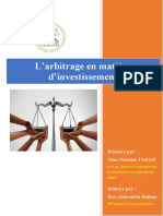 L'arbitrage en Matière D'investissement