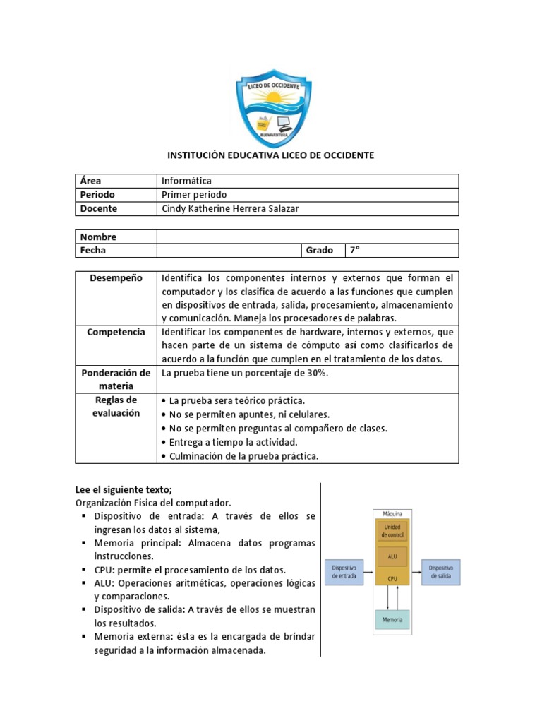 Informática Grado - 7° | PDF | Hardware de la computadora ...