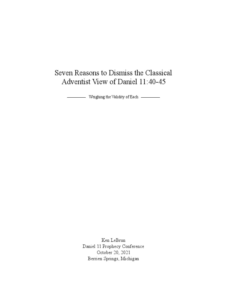 Adventist Prophecy: Rethinking Daniel 11 | PDF | Book Of Revelation ...
