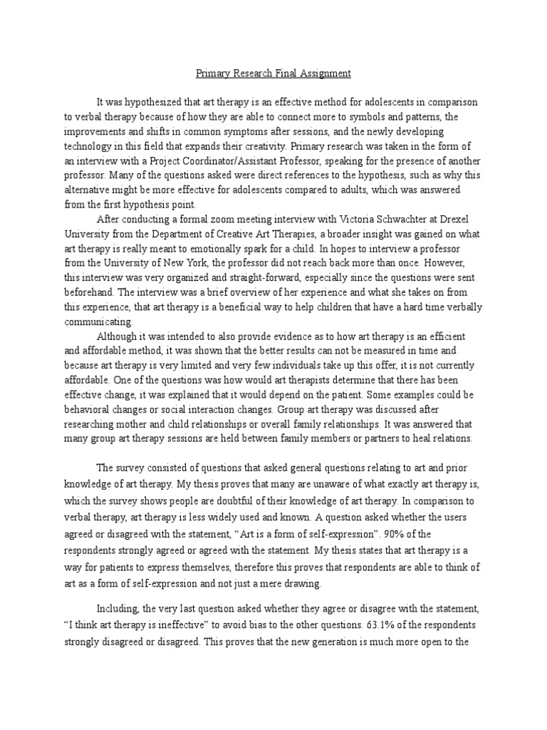 Parts III IV of The Primary Research Final Assignment | PDF | Art ...
