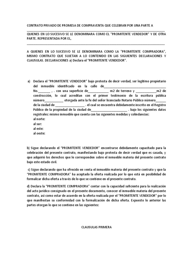 Contrato Promesa de Compraventa | PDF | Ley común | Justicia