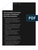 100 ChatGPT Prompts To Build A 100K-Year NoCode Business