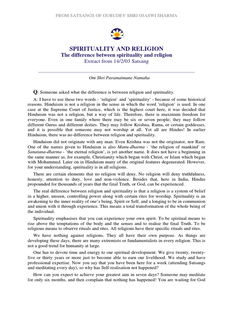 The Difference Between Spirituality and Religion | PDF