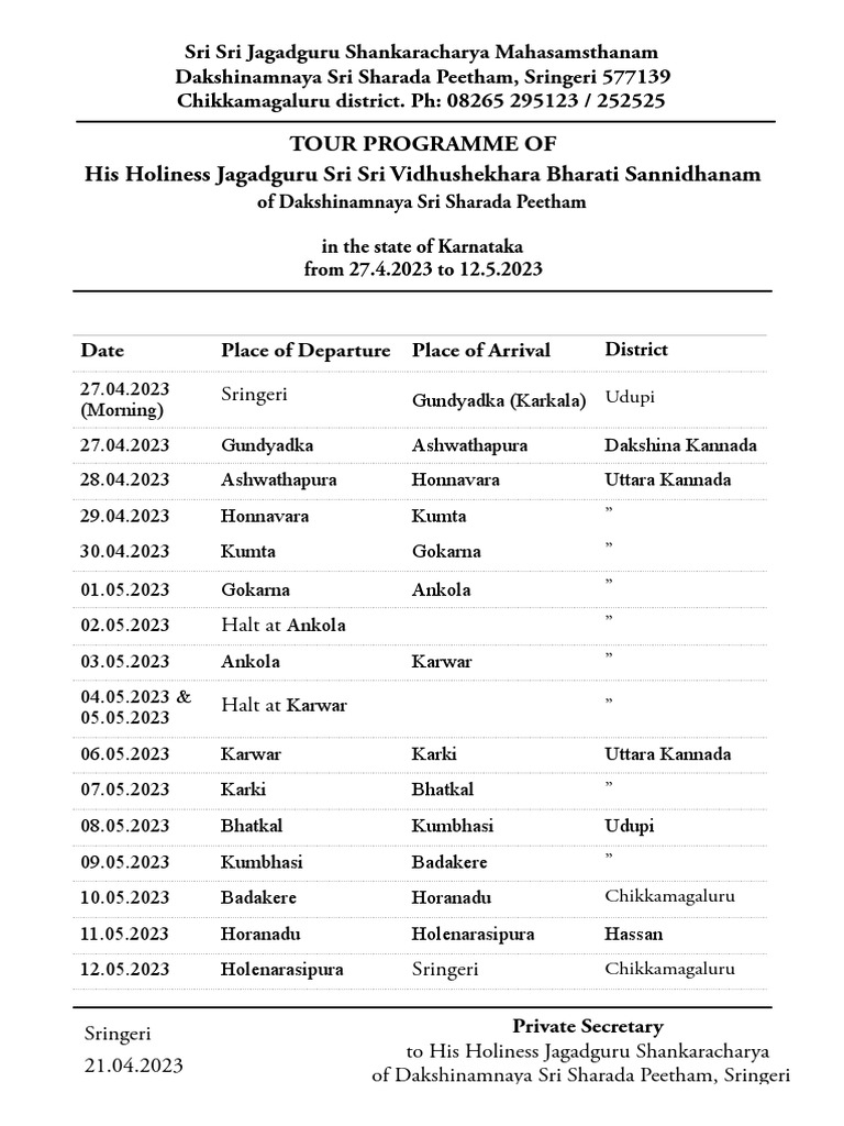 tour-programme-of-sringeri-jagadguru-sri-sannidhanam-april-2023-updated